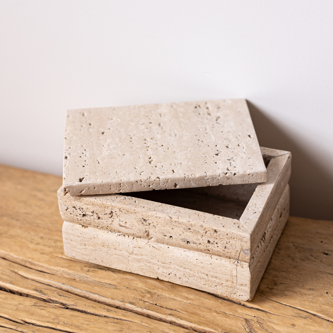Beige Travertine Rectangle Box By Luxe B Co. 