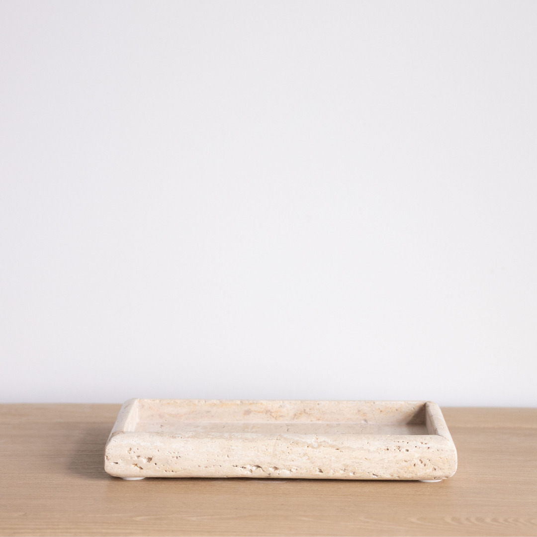 Beige Travertine Round Edge Tray By Luxe B Co.
