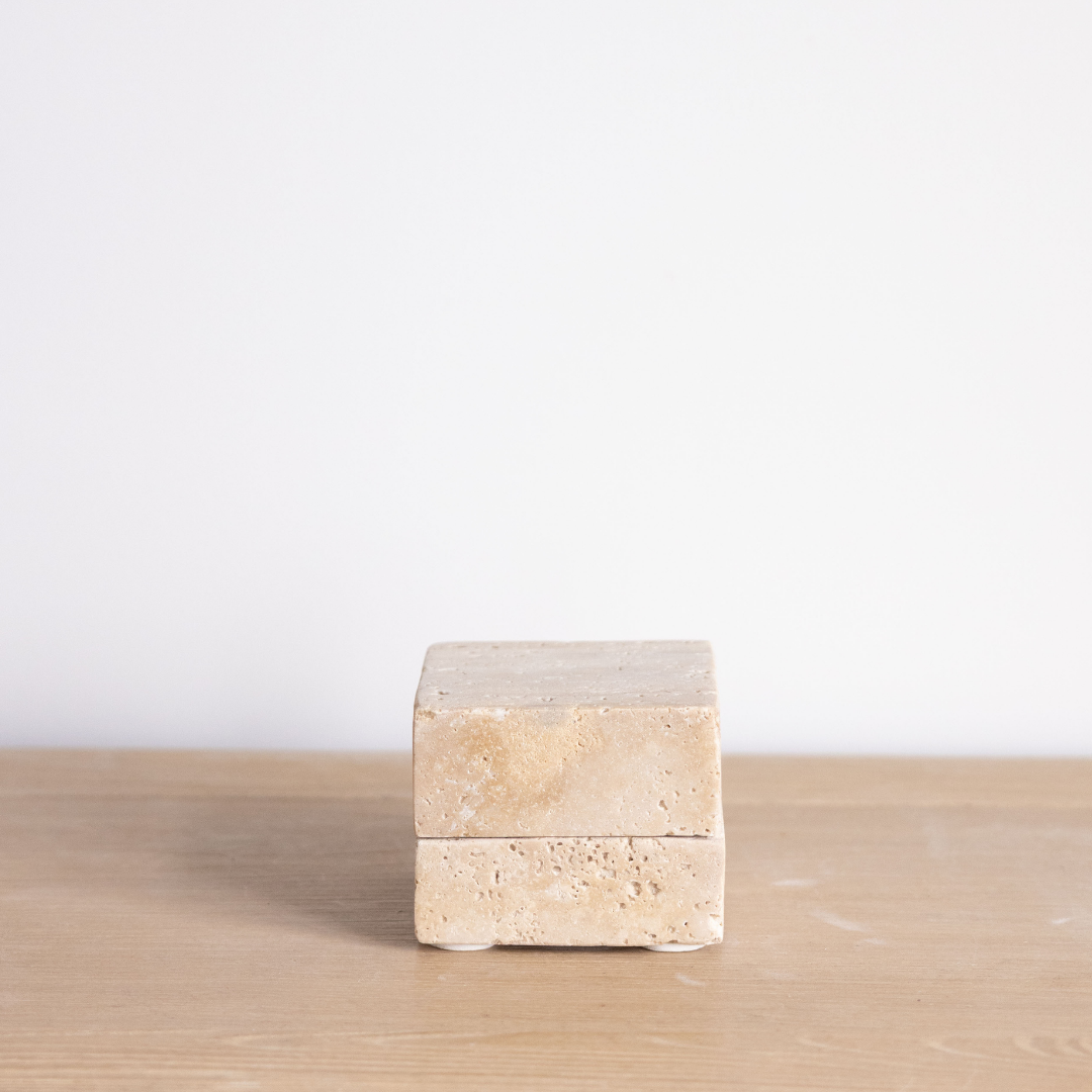 Beige Travertine Square Box By Luxe B Co. 