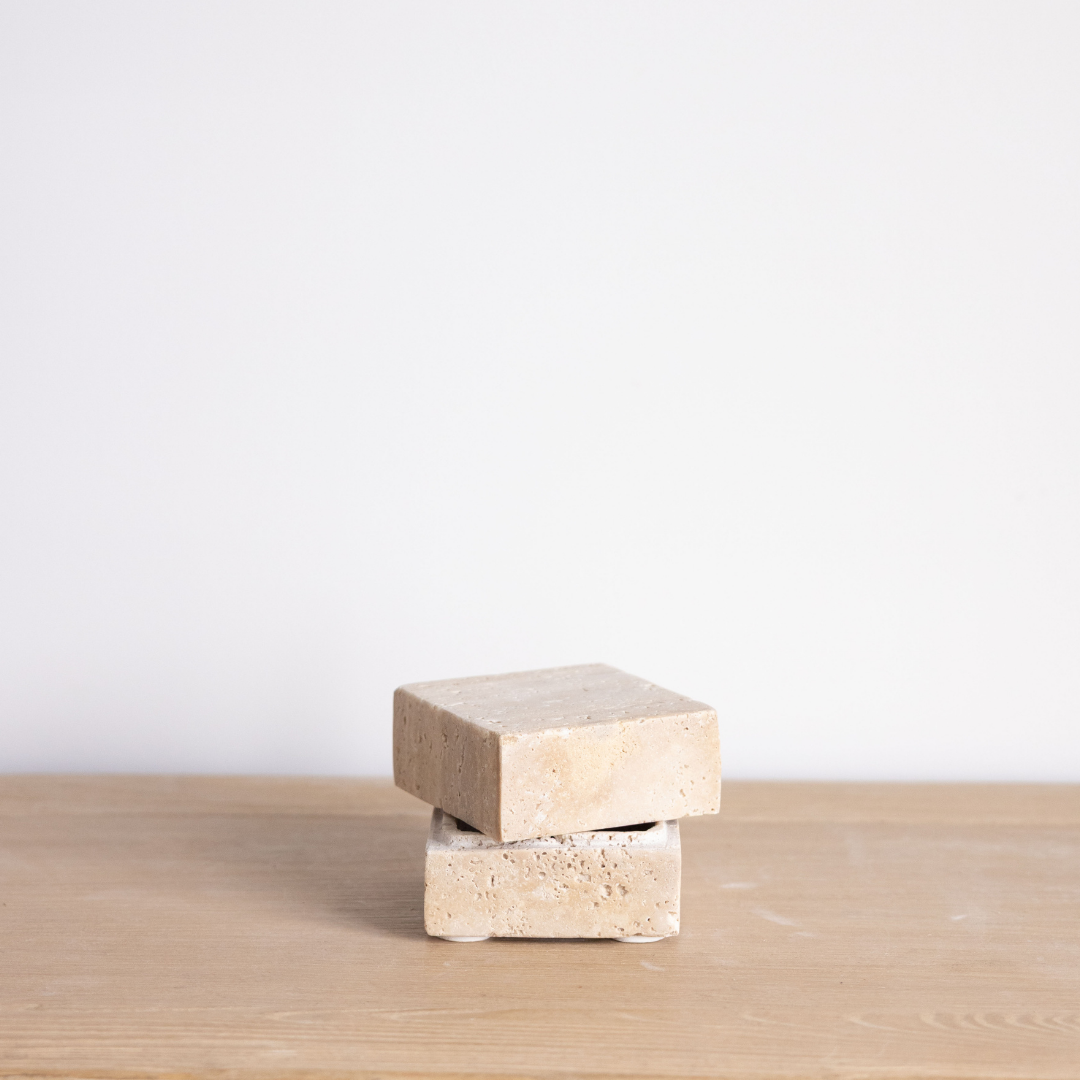 Beige Travertine Square Box By Luxe B Co. 
