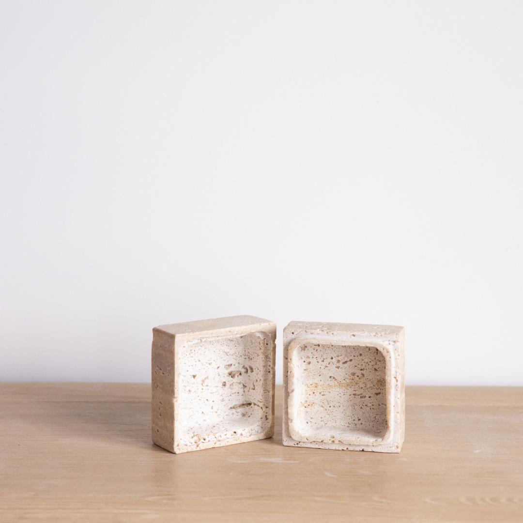Beige Travertine Square Box By Luxe B Co. 