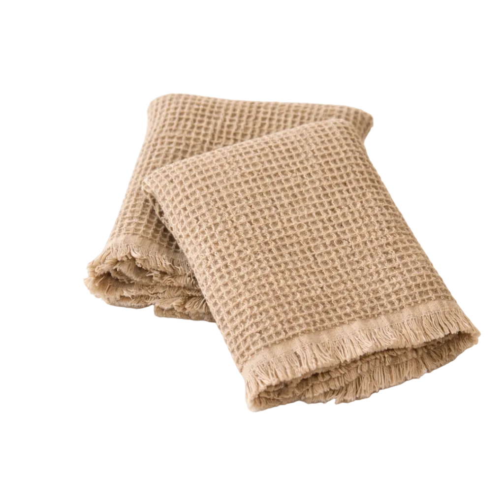 Beige Waffle Fringe Dish Towel  By Luxe B Co.