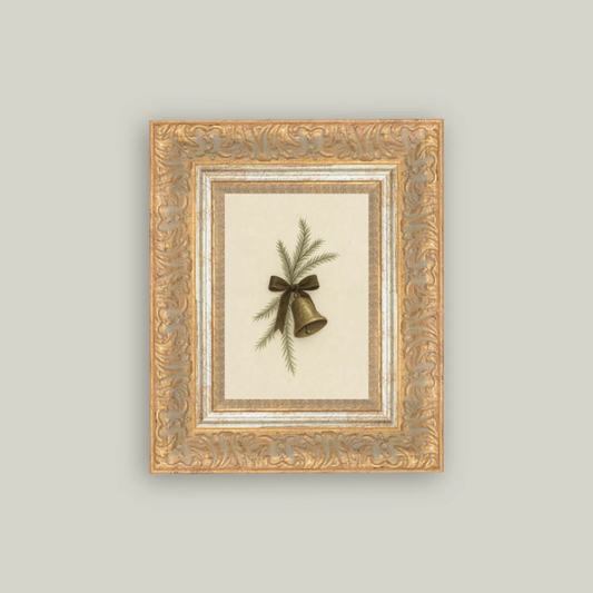 Bell With Pine Framed Antique Inspired Art | By Luxe B Co