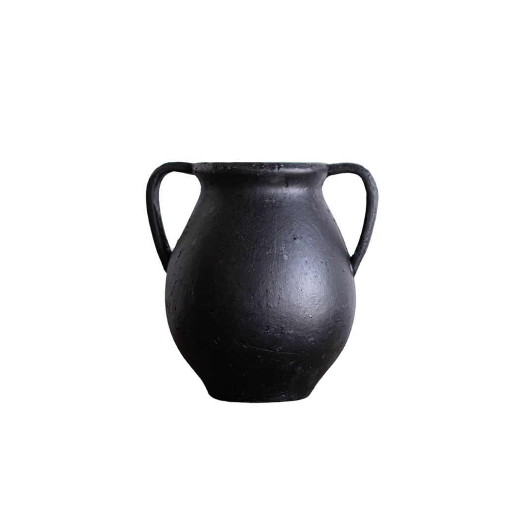 Black Ceramic 2 Handle Vase By Luxe B Co. 