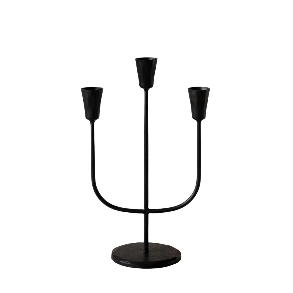 Black Iron 3 Arm Candelabra Large By Luxe B Co. 