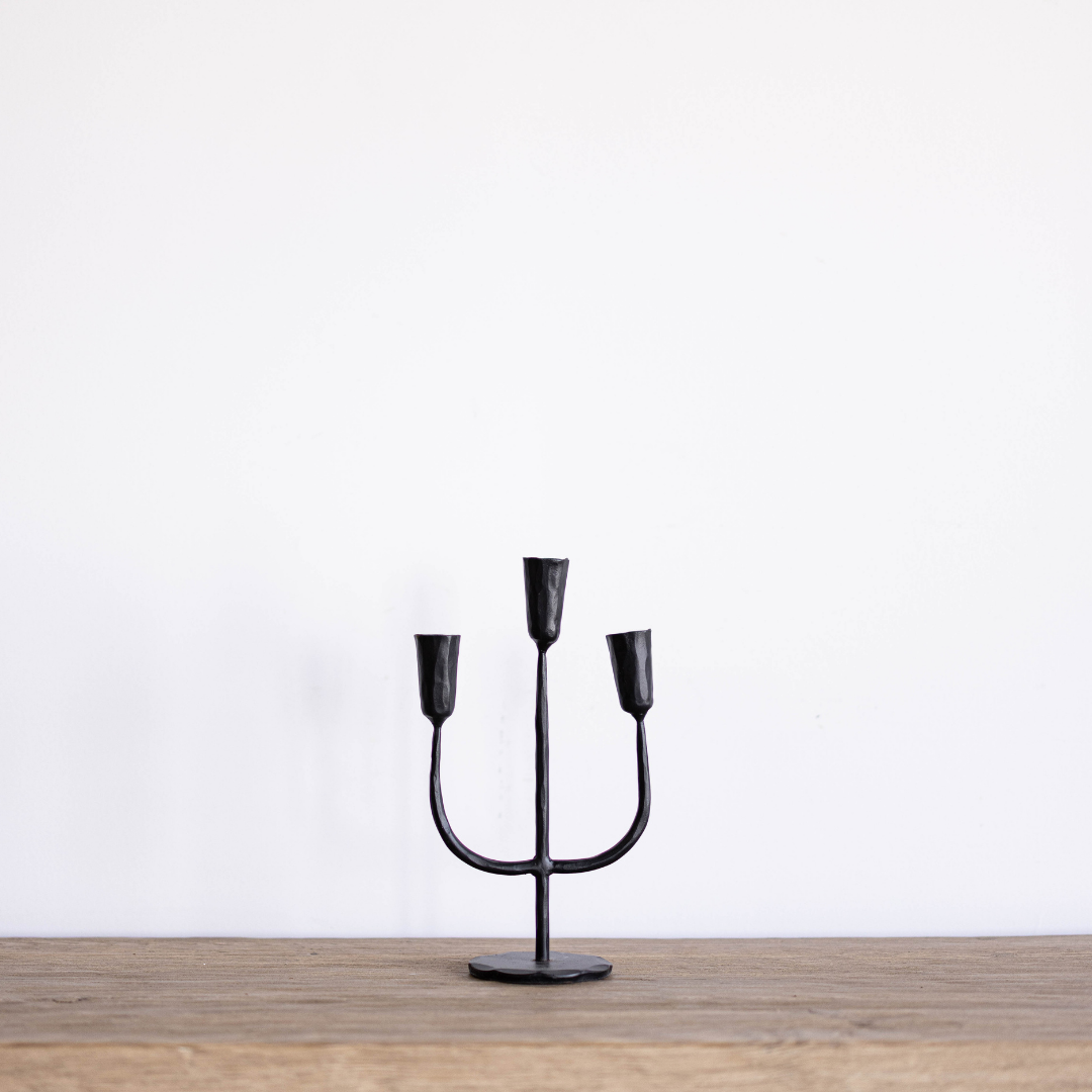 Black Iron 3 Arm Candelabra Small By Luxe B Co. 