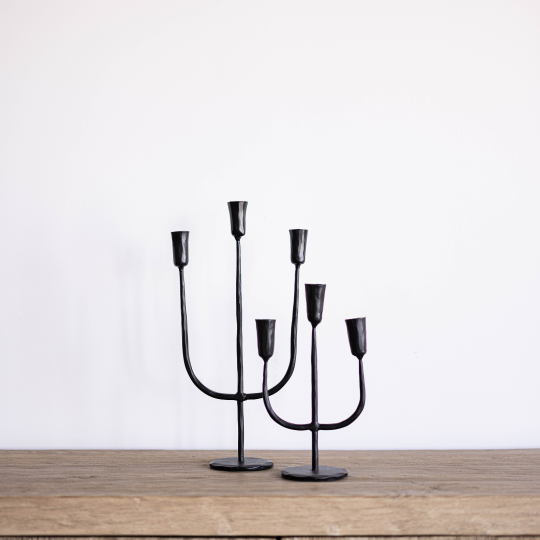 Black Iron 3 Arm Candelabra Small By Luxe B Co. 