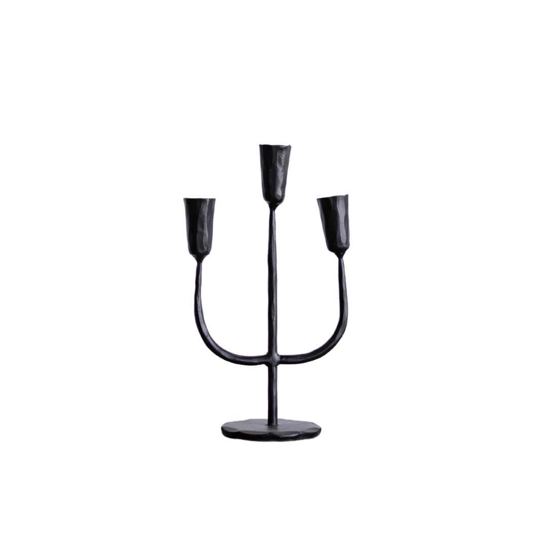 Black Iron 3 Arm Candelabra Small By Luxe B Co. 