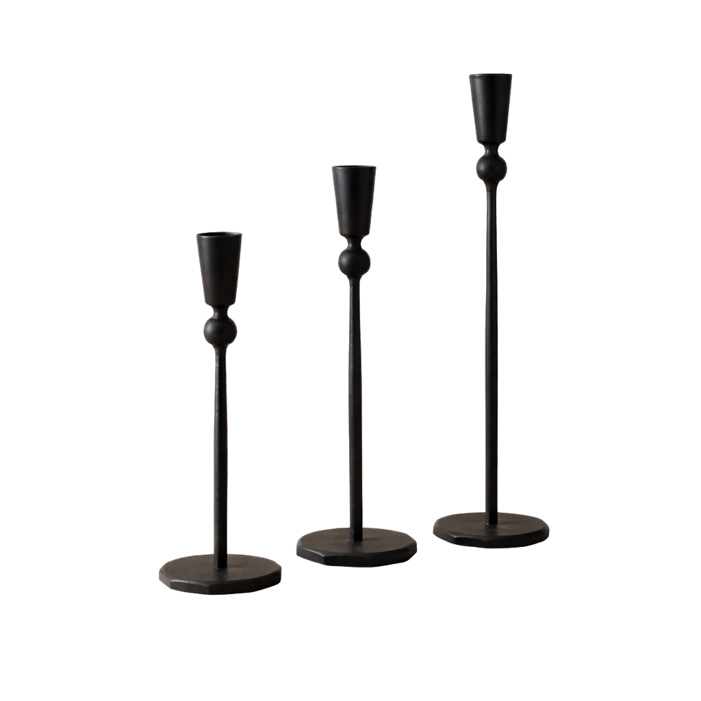 Black Iron Tapered Candle Sticks By Luxe B Co.