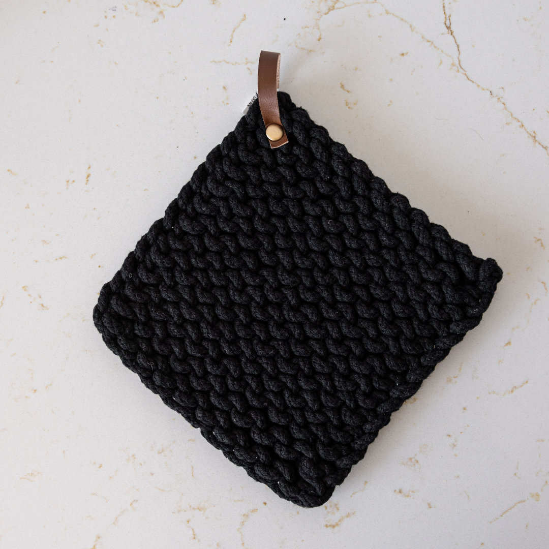 Black Knitted Pot Holder | By Luxe B Co.