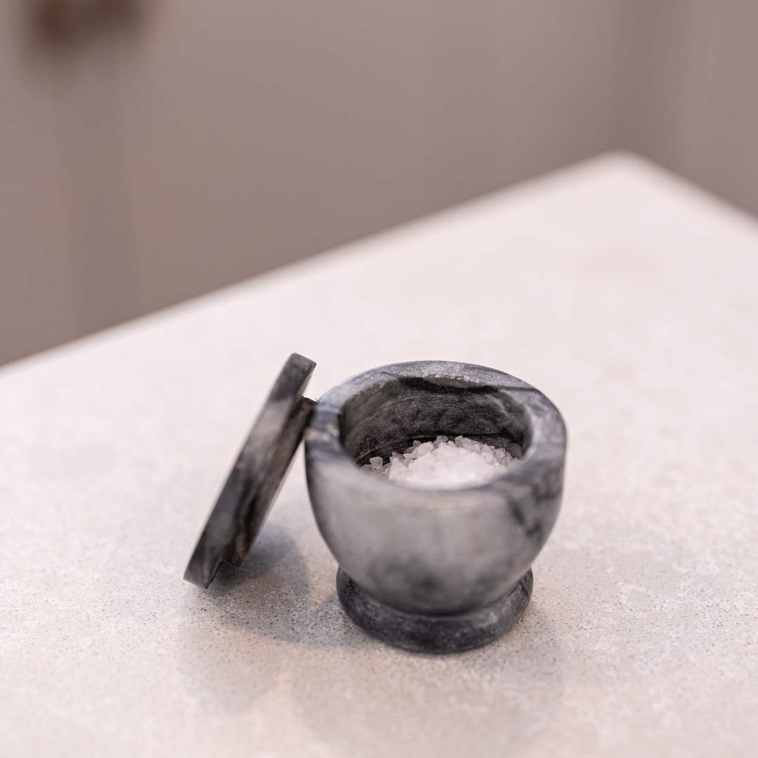Black Marble Lidded Salt Cellar By Luxe B Co.