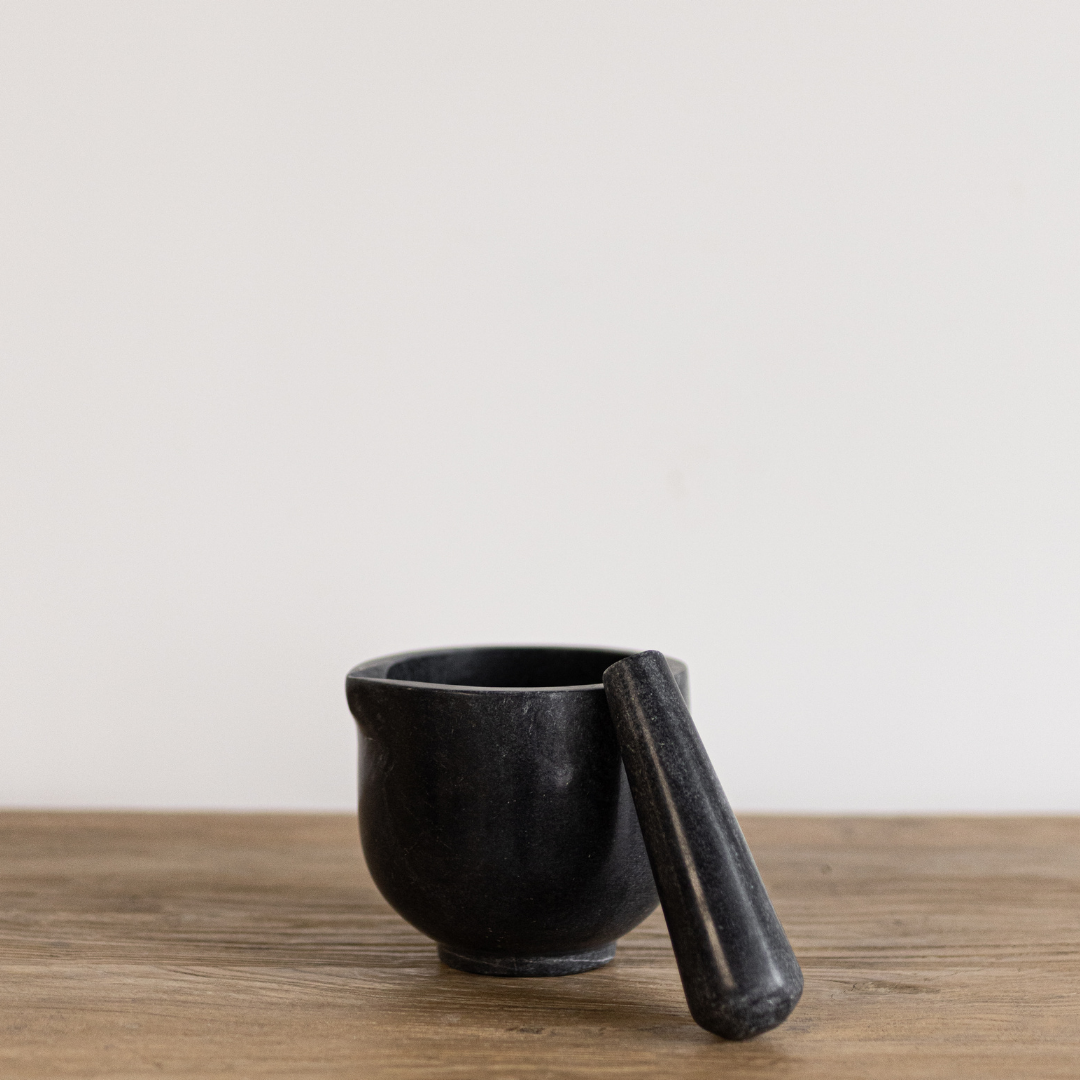 Black Marble Mortar With Marble Pestle | By Luxe B Co.