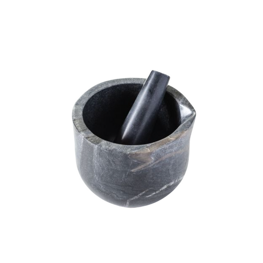 Black Marble Mortar With Wood Pestle | By Luxe B Co.