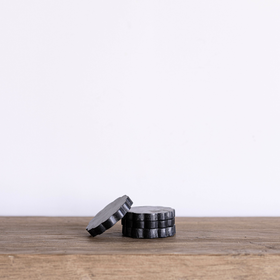 Black Marble Scalloped Coasters By Luxe B Co.