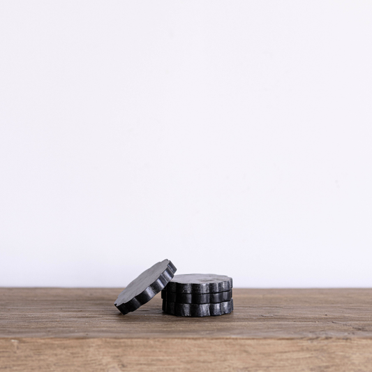 Black Marble Scalloped Coasters By Luxe B Co.
