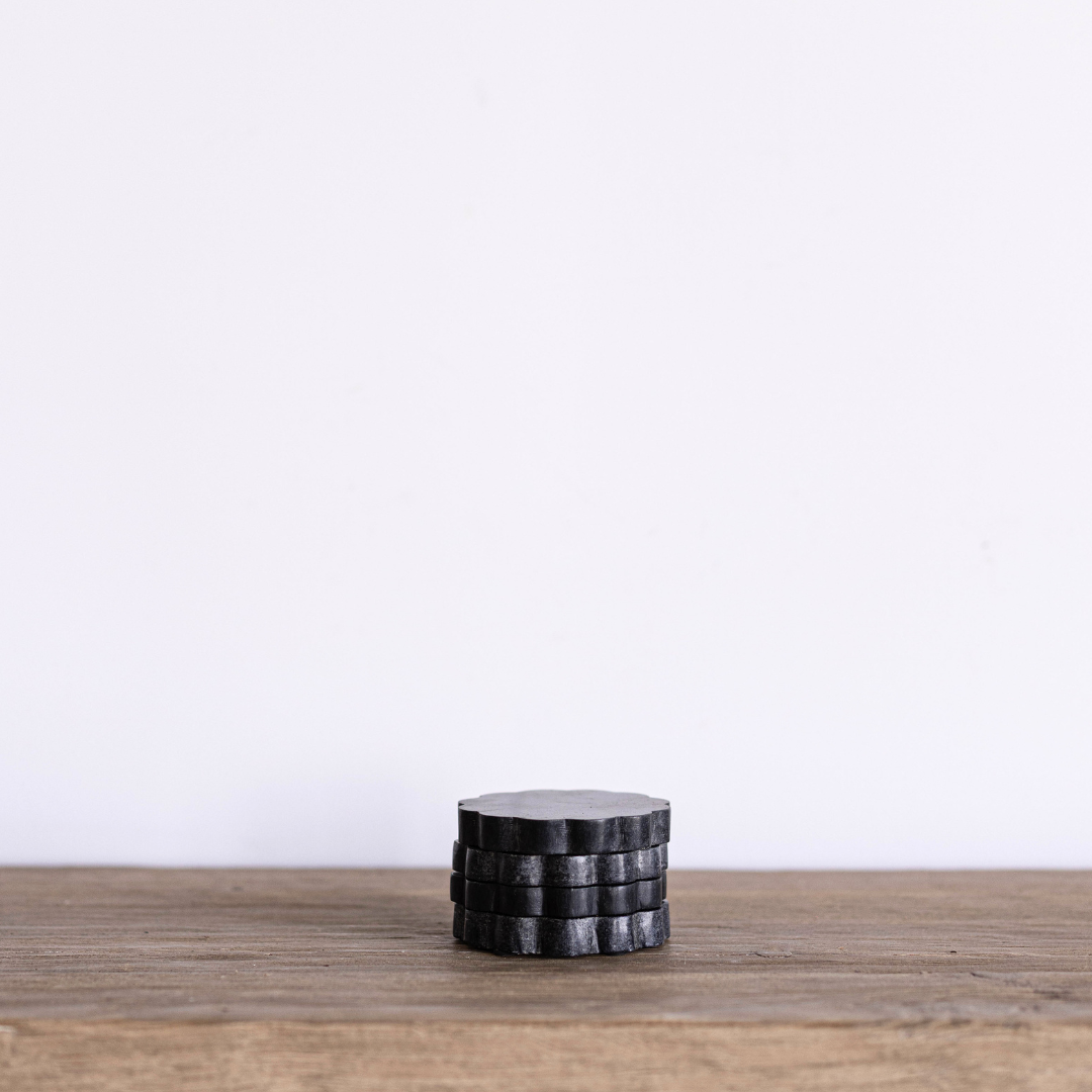 Black Marble Scalloped Coasters By Luxe B Co.