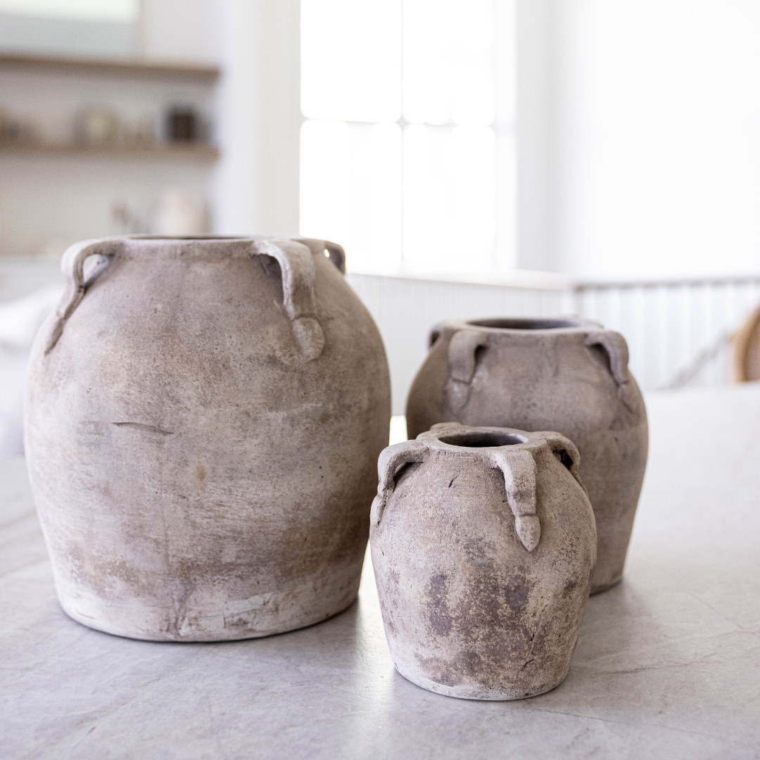 Blanc Beige Wash Vase With Handles | By Luxe B Co.