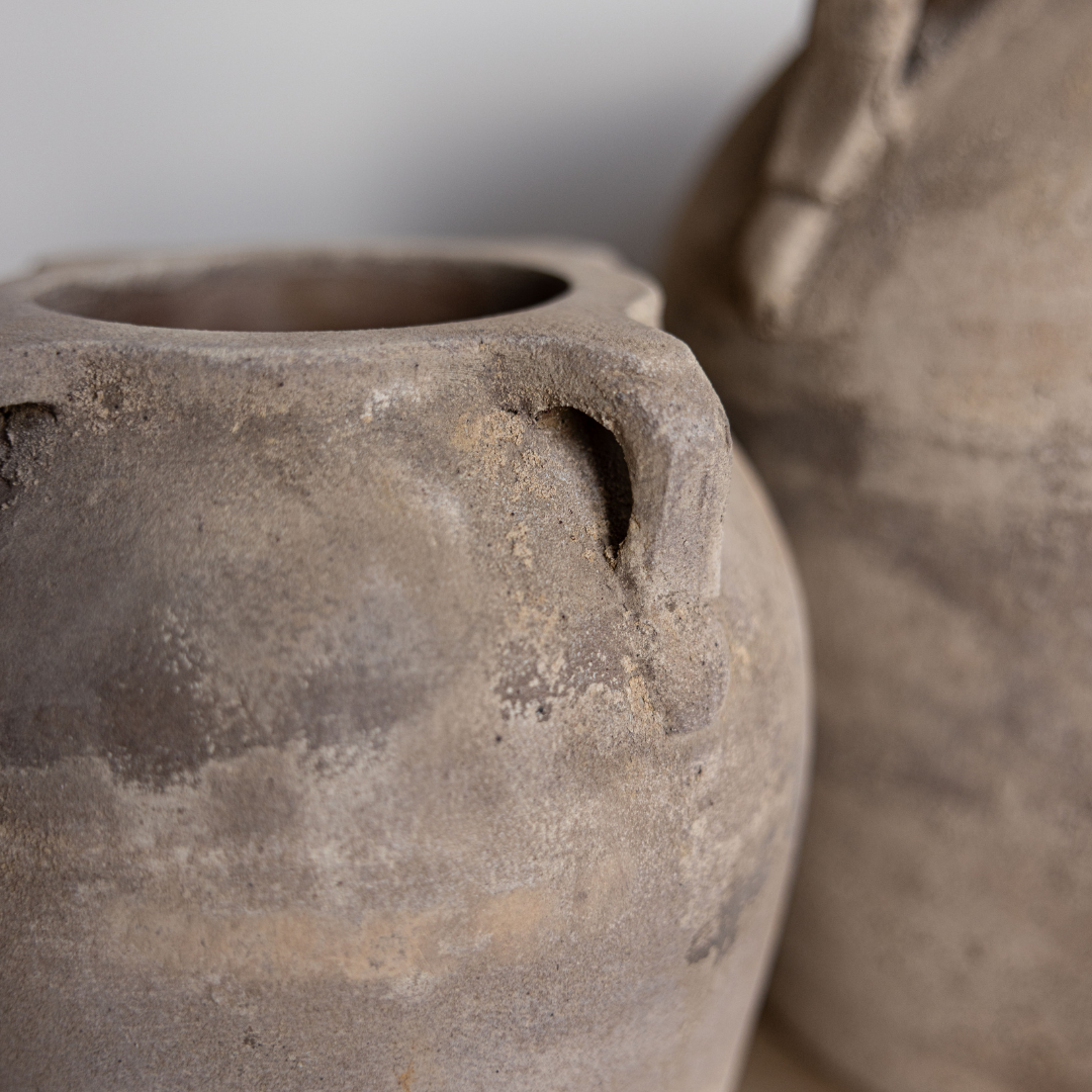 Blanc Beige Wash Vase With Handles | By Luxe B Co.
