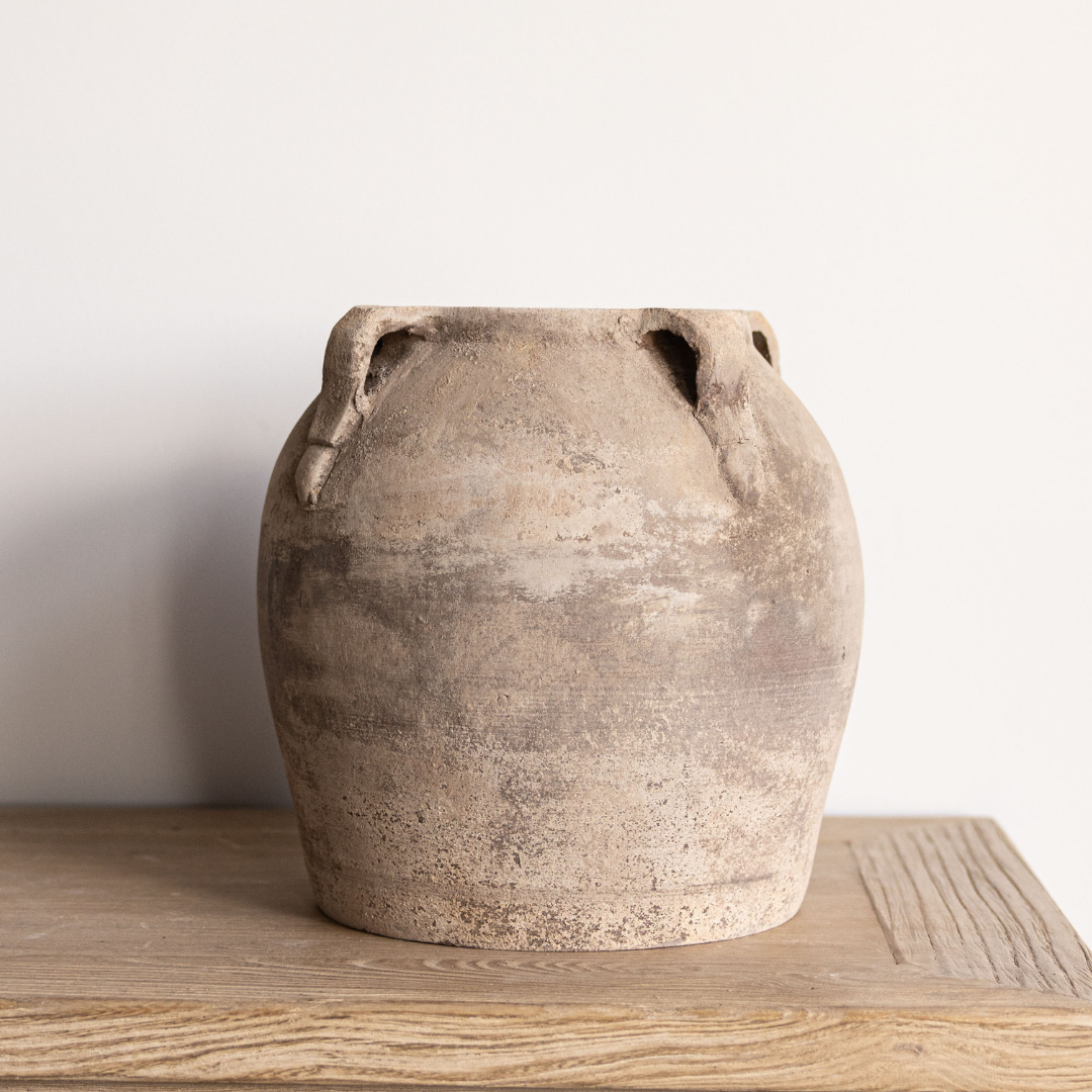 Blanc Beige Wash Vase With Handles | By Luxe B Co.