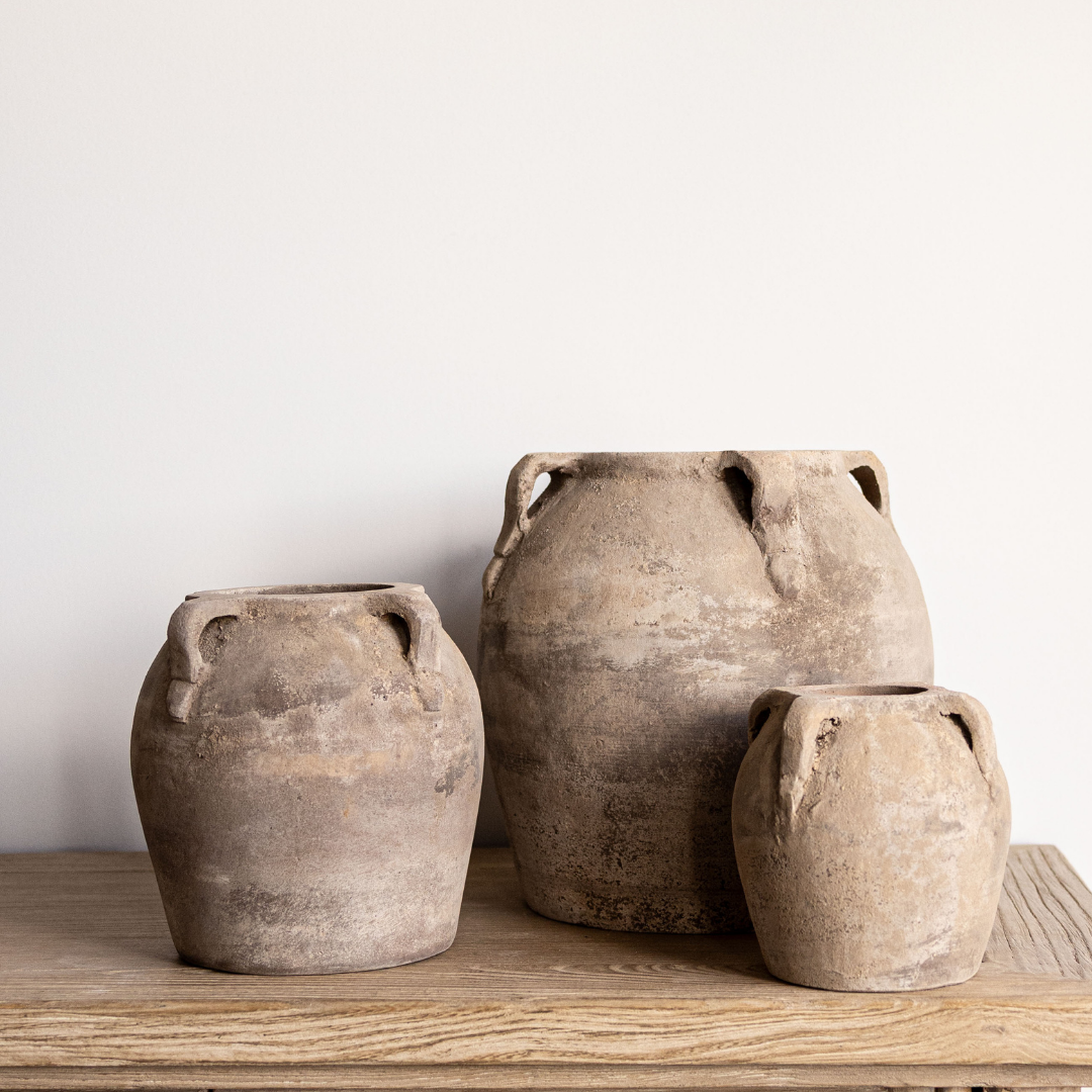 Blanc Beige Wash Vase With Handles | By Luxe B Co.