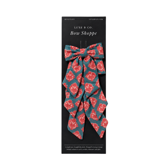 Blue & Coral Floral Motif Mini Fabric Bows with Clips Set By Luxe B Co. 