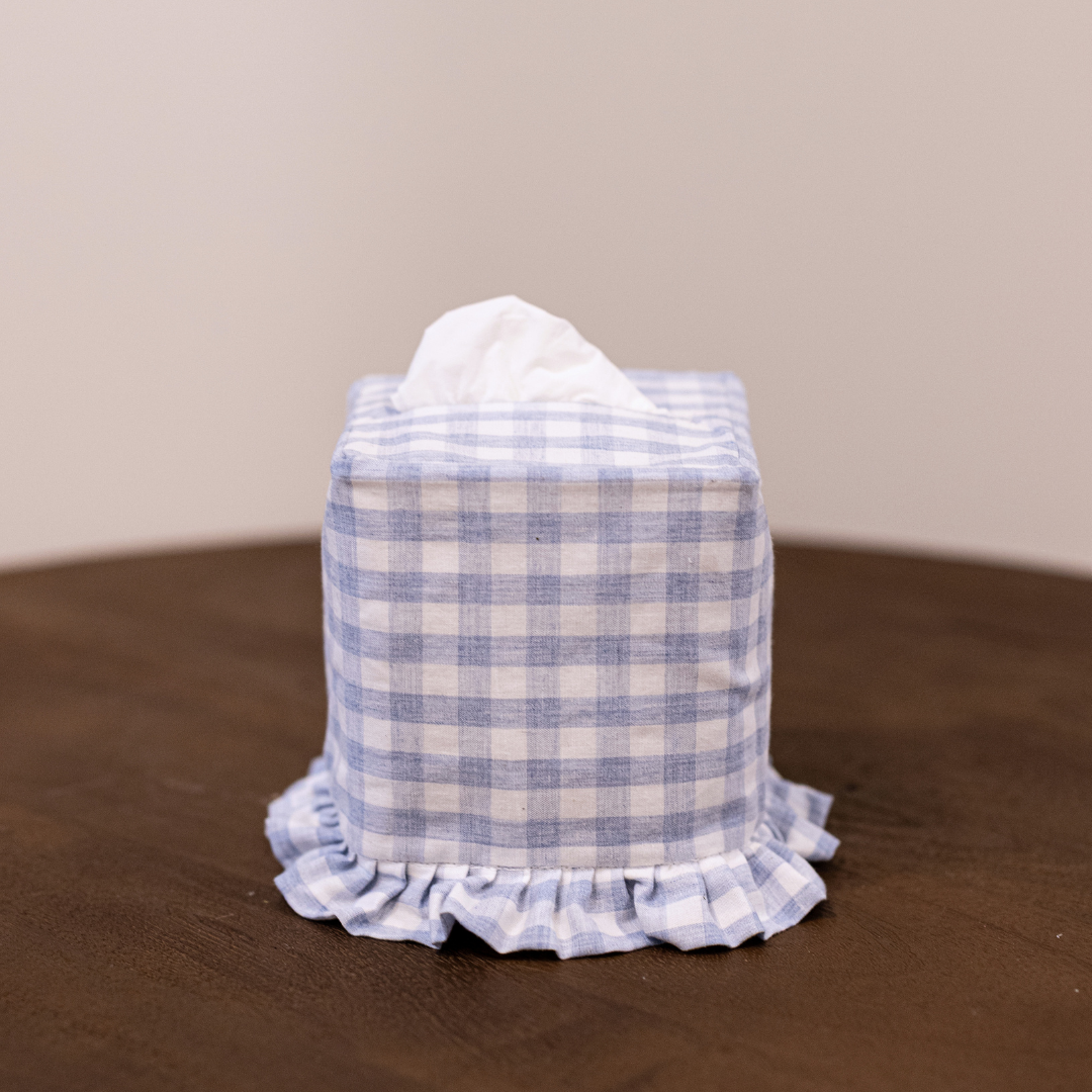 Blue Gingham Cotton Tissue Box Cover By Luxe B Co.