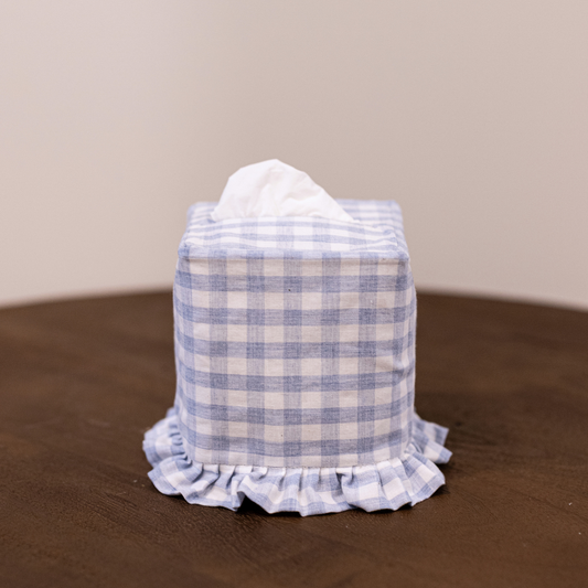 Blue Gingham Cotton Tissue Box Cover By Luxe B Co.