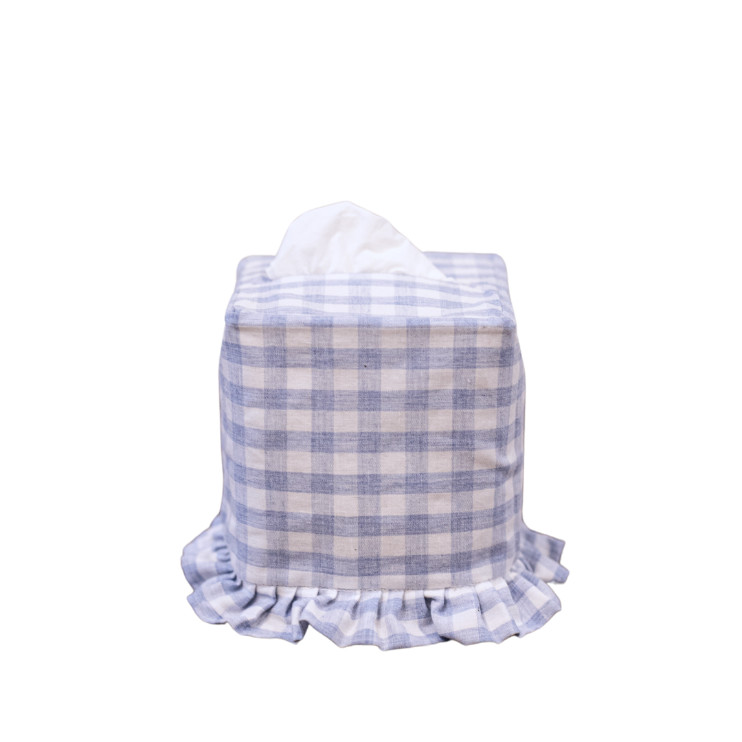 Blue Gingham Cotton Tissue Box Cover By Luxe B Co.