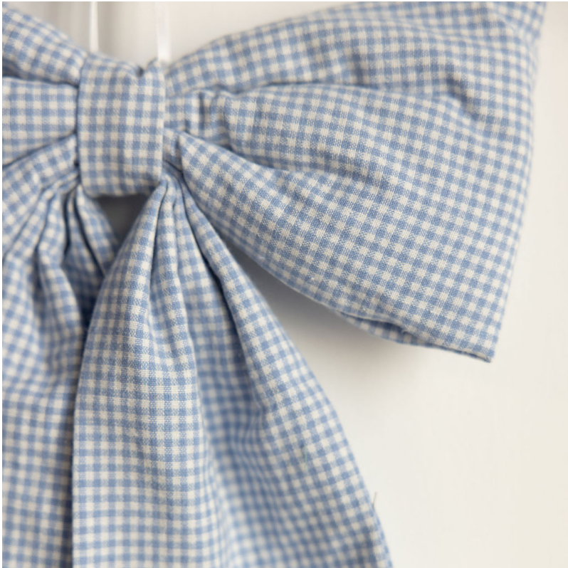 Blue Mini Gingham Fabric Bows By Luxe B Co. 