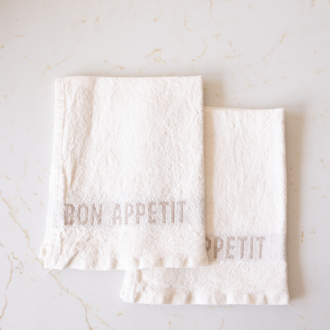 Bon Appetit White & Beige Cotton Napkin & Placemat By Luxe B Co.