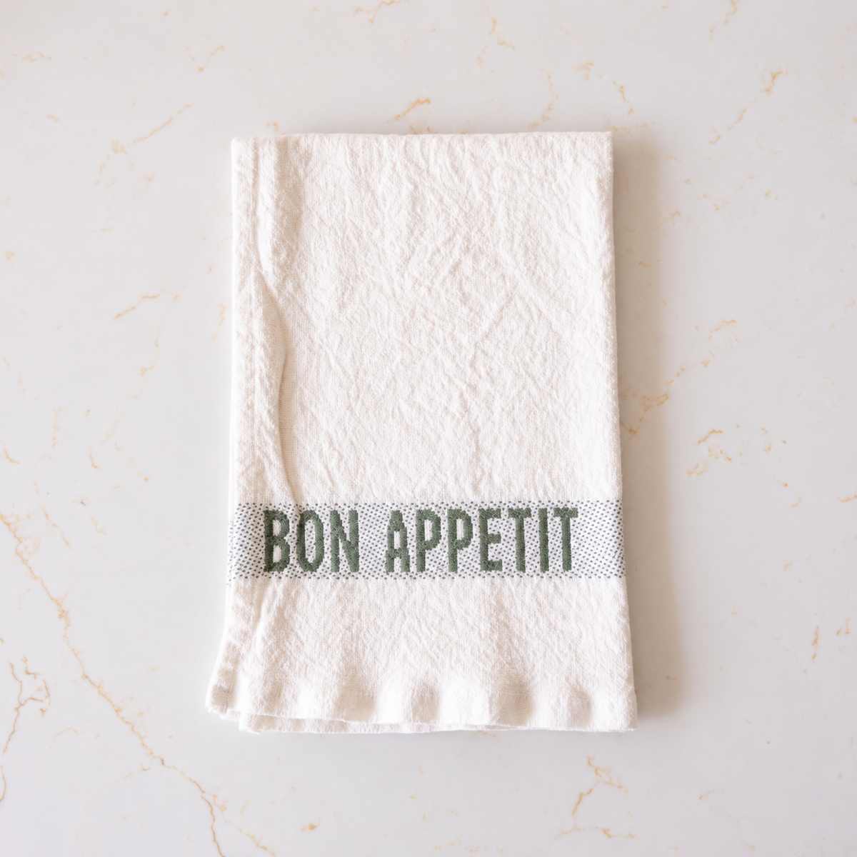 Bon Appetit White & Khaki Cotton Napkin & Placemat Set By Luxe B Co. 