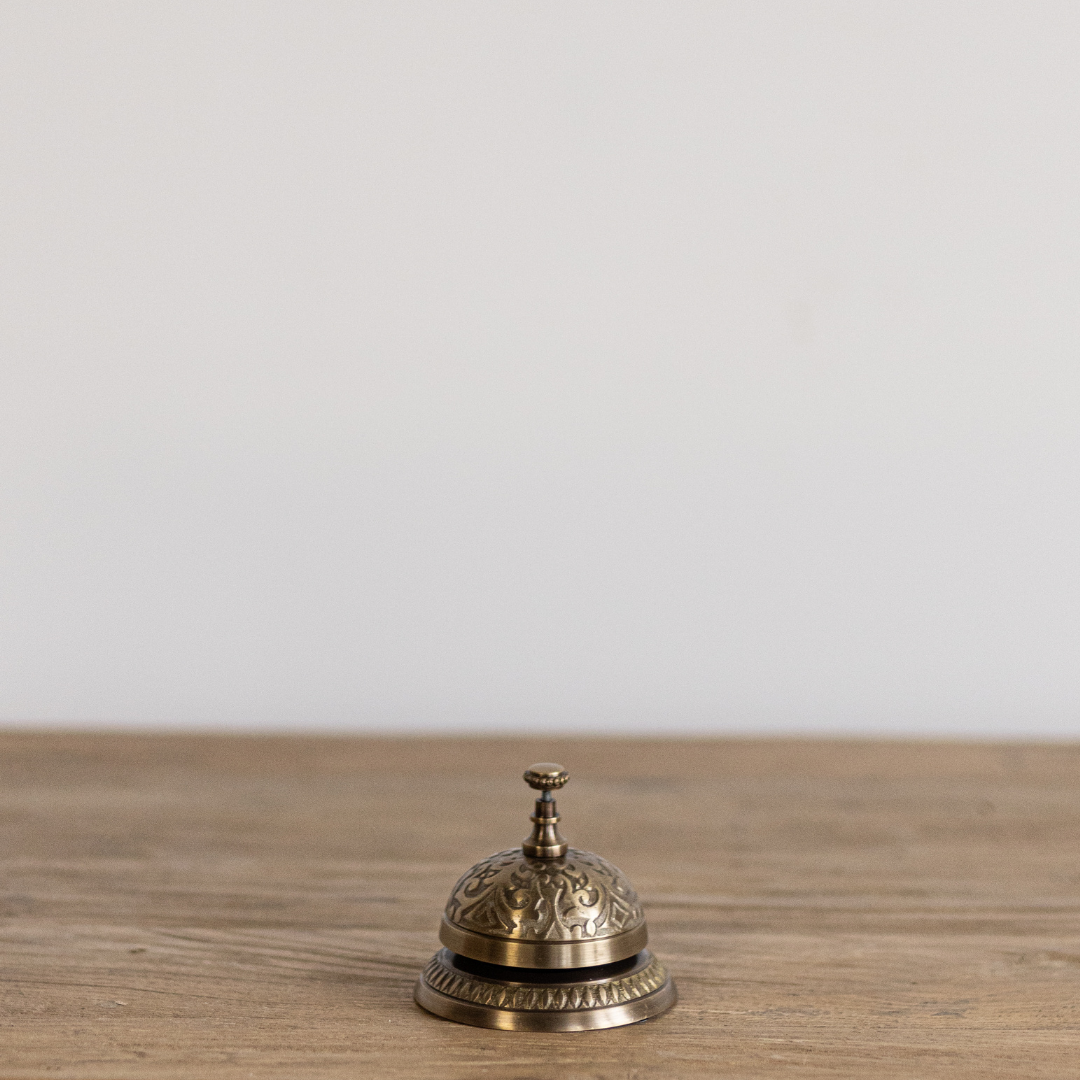 Brass Inspired Service Bell decorative object by Luxe B Co, featuring a polished brass finish and vintage-style design.