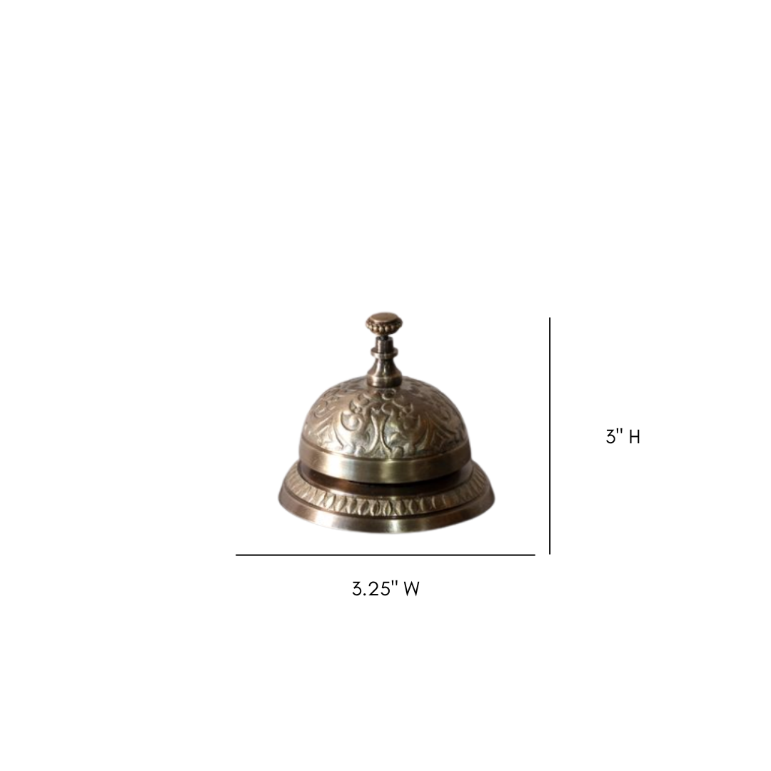 Brass inspired decorative service bell from Luxe B Co, featuring a vintage-style design with a polished brass finish.