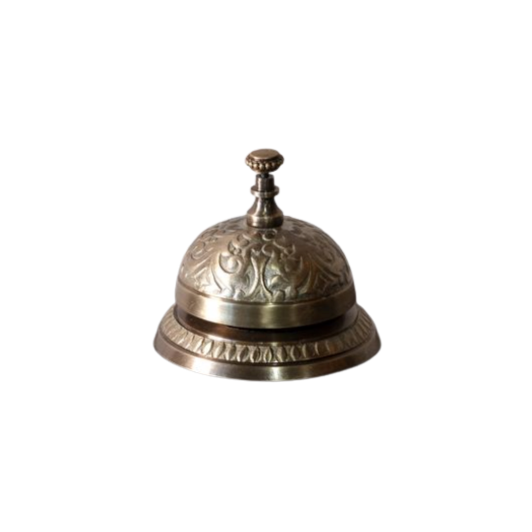 Decorative brass service bell by Luxe B Co featuring a vintage-inspired design, perfect for adding classic charm to any space.