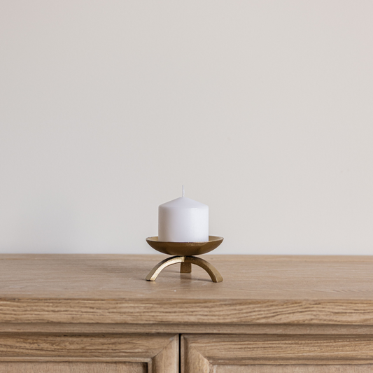 Brass Tripod Pillar Candle Holder | By Luxe B Co.