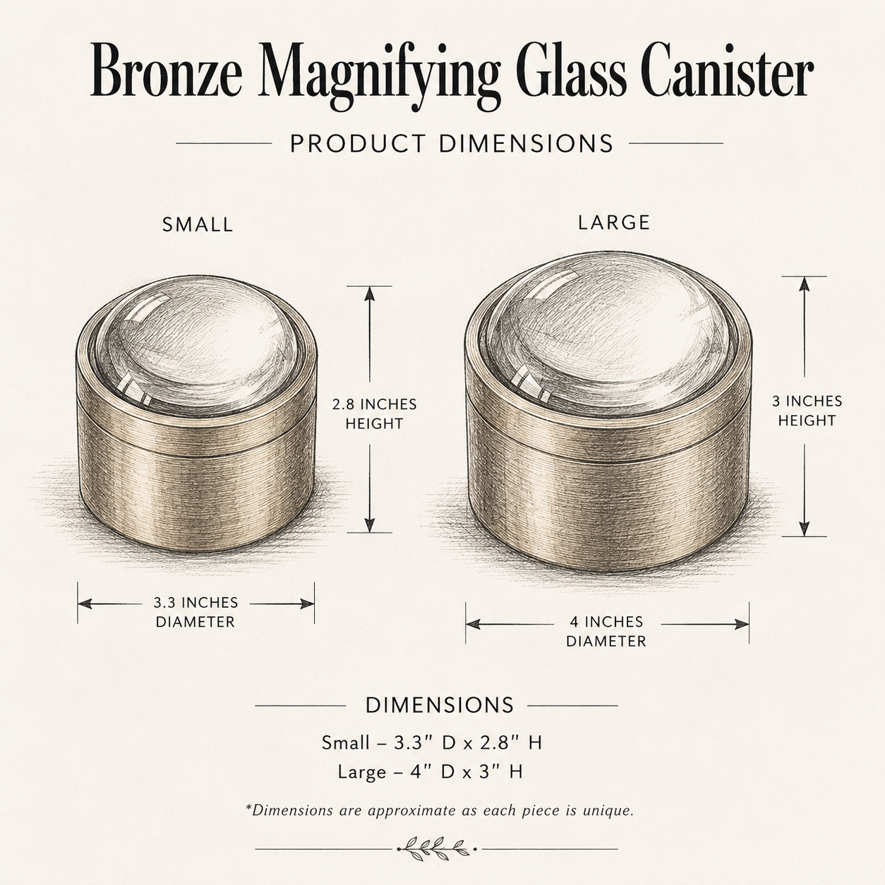 Bronze Magnifying Glass Canister By Luxe B Co. 
