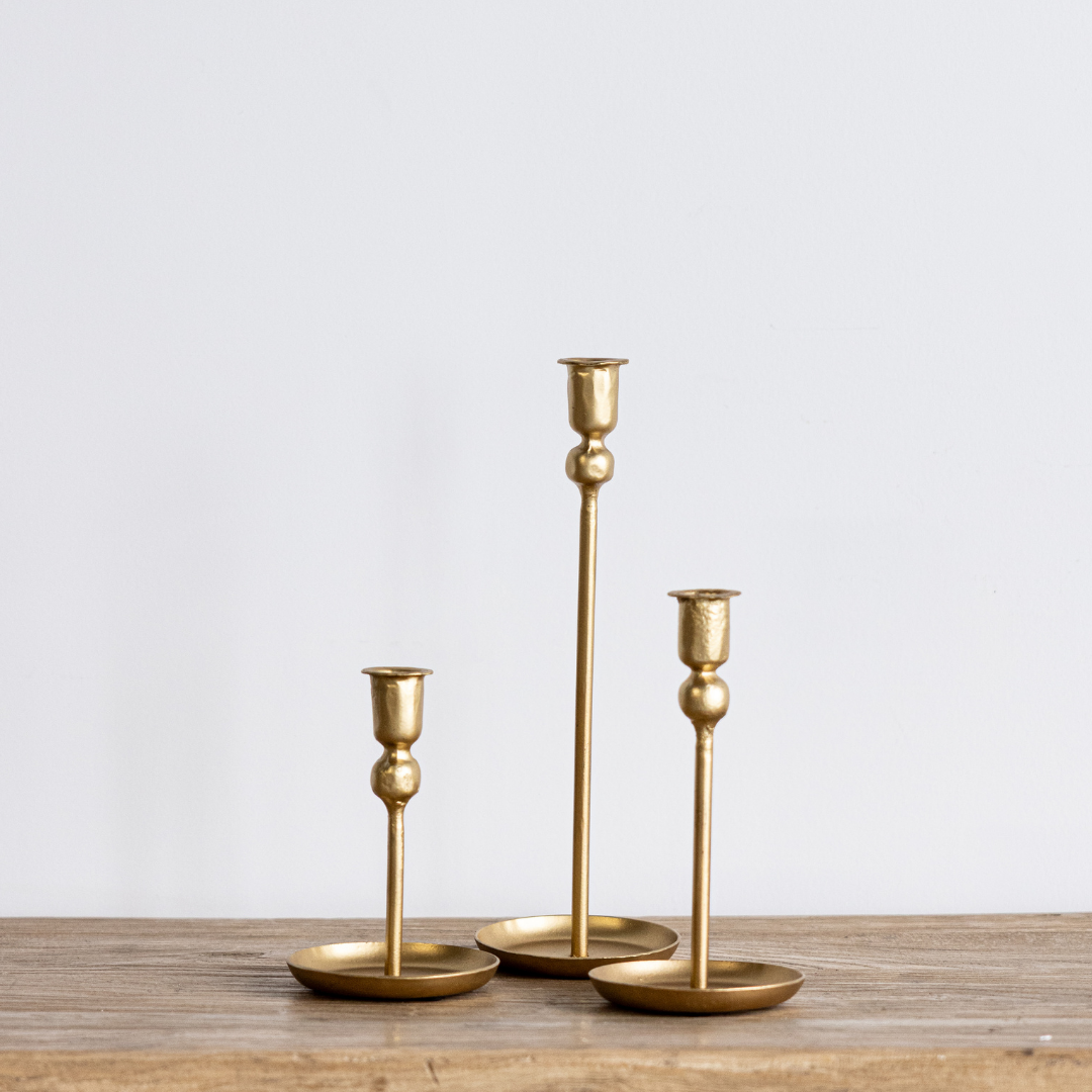 Bronzed Iron Plate Candle Holder Set | By Luxe B Co.