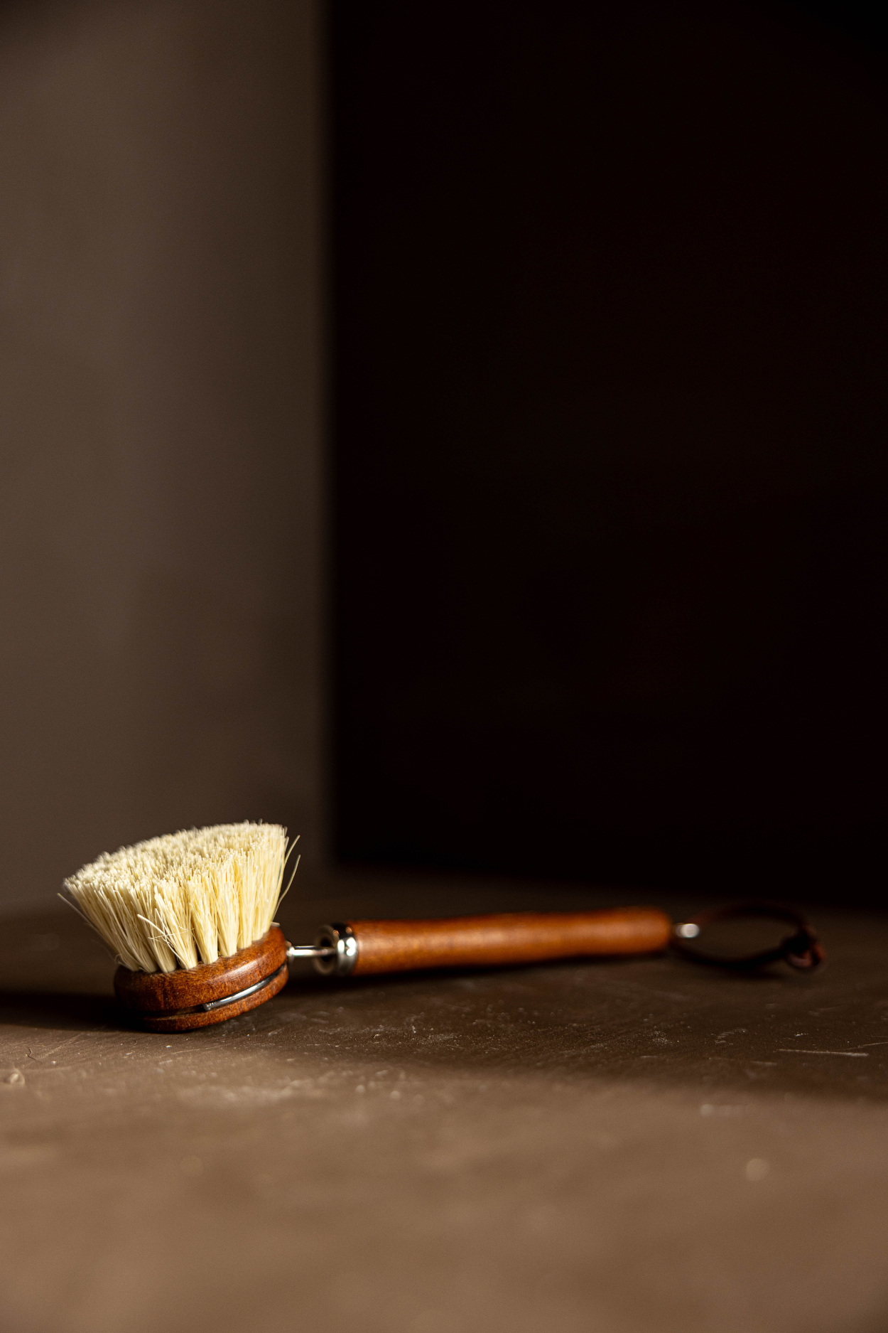 Stained Wood & Leather Dish Soap Brush | By Luxe B Co. 