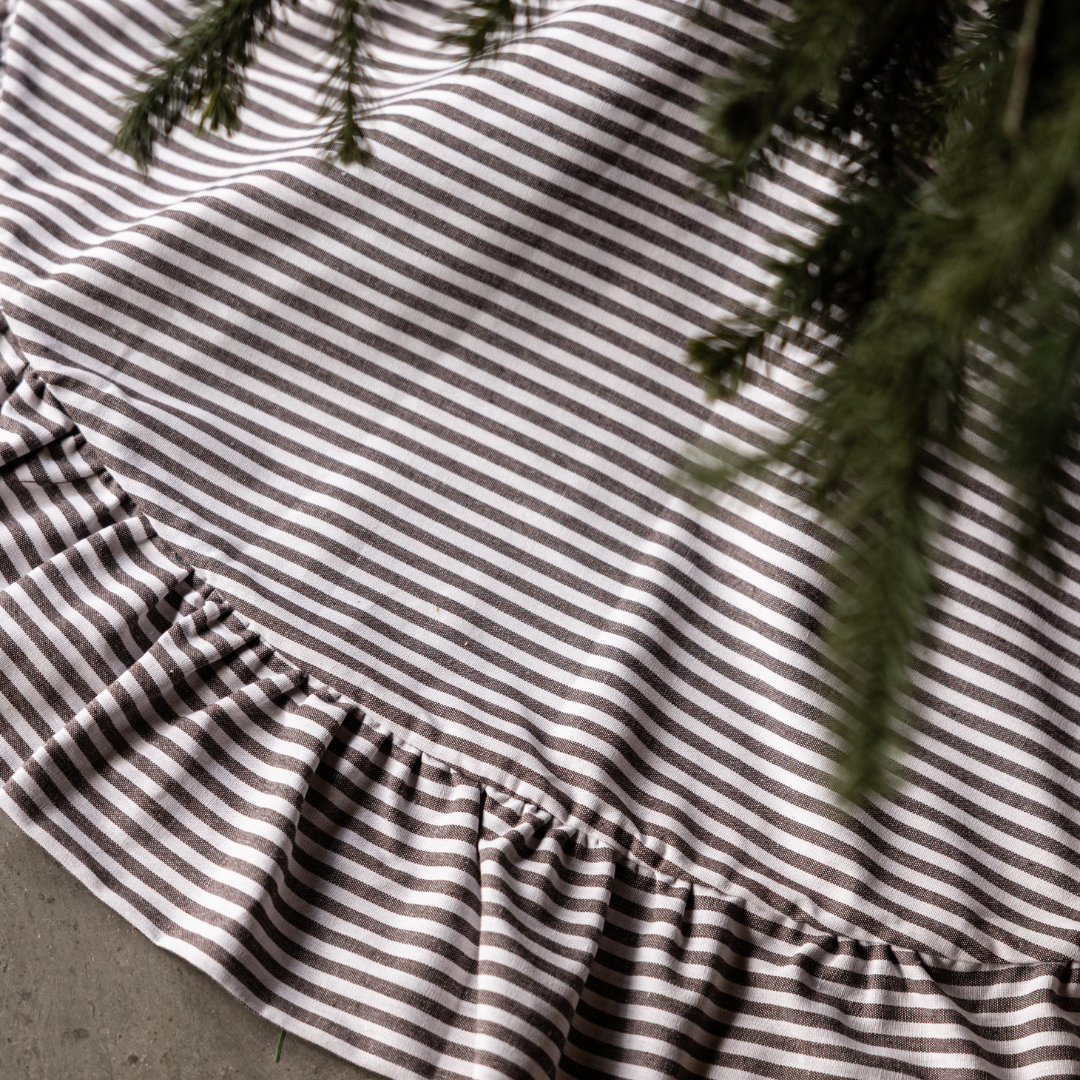 Brown Stripe Ruffle Tree Skirt By Luxe B Co. 