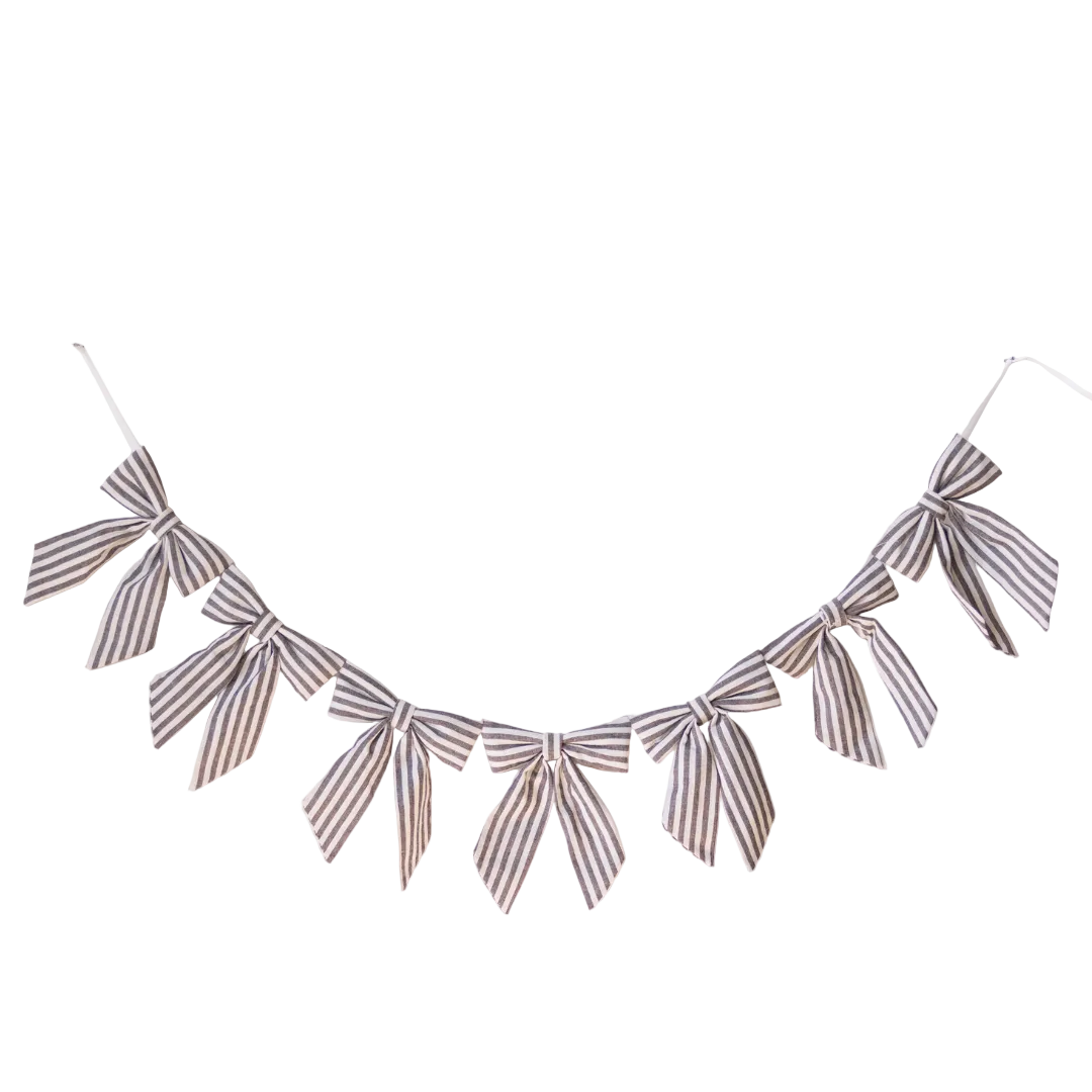 Brown Striped Fabric Bow Garland By Luxe B Co. 