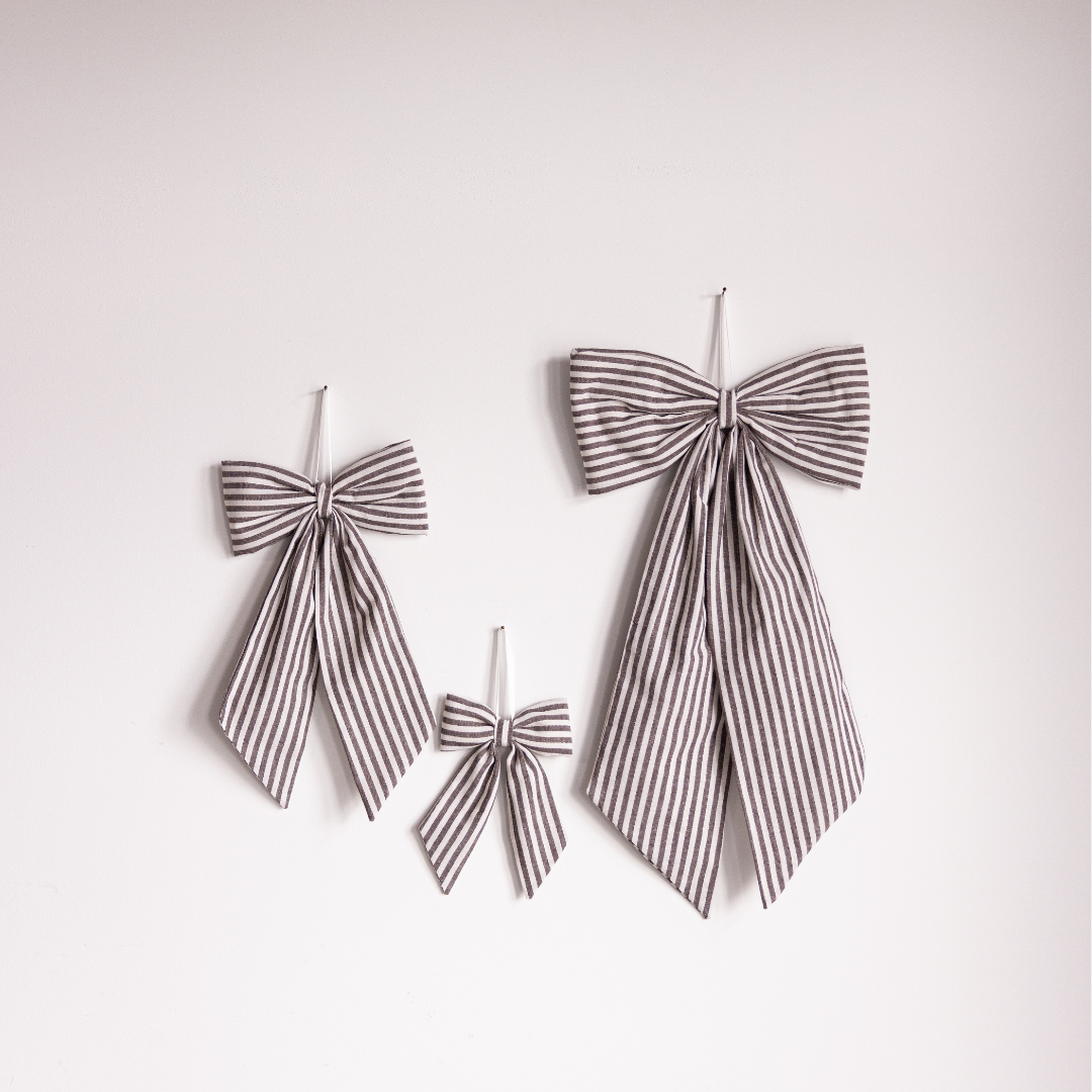 Brown Striped Fabric Bows By Luxe B Co. 