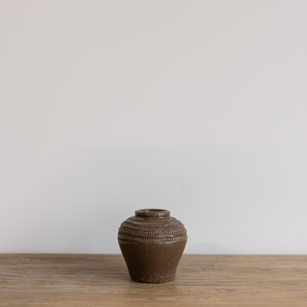 Brown Textured Ceramic Vase | By Luxe B Co.