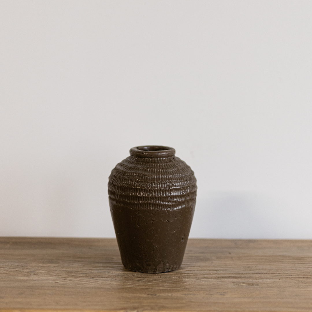 Brown Textured Ceramic Vase | By Luxe B Co.
