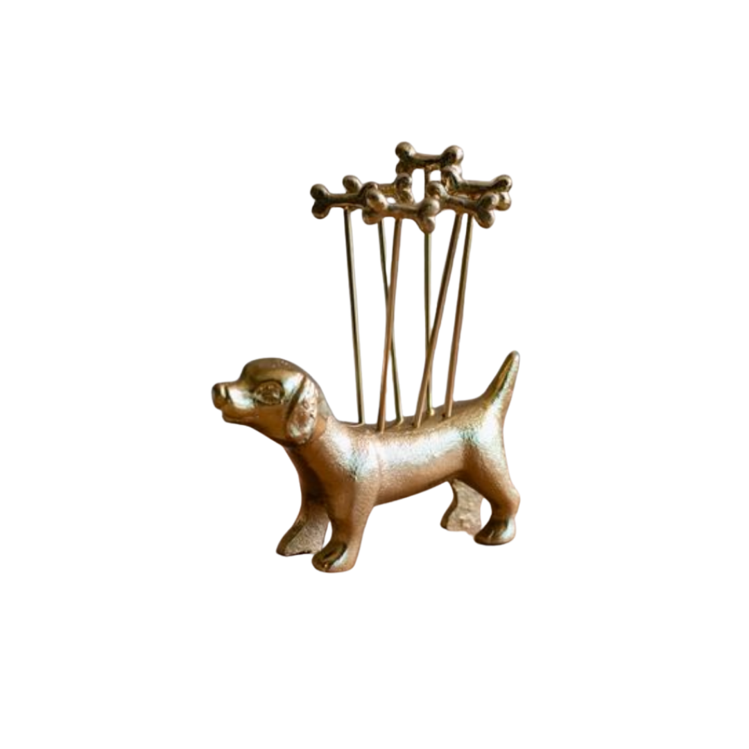 Gold Brushed Dog Cocktail Pick Set | By Luxe B Co.