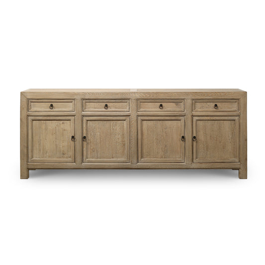 Calabasas Reclaimed Elm Wood Four Drawer Console Table Grand Natural | By Luxe B Co.
