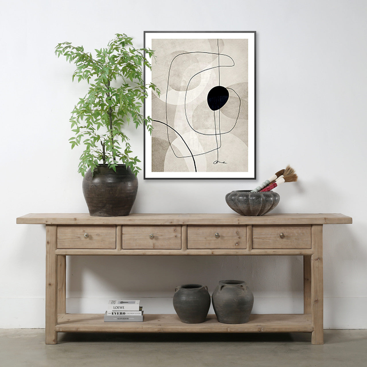 Capitola Four Drawer Reclaimed Elm Wood Console Table With Shelf | By Luxe B Co.