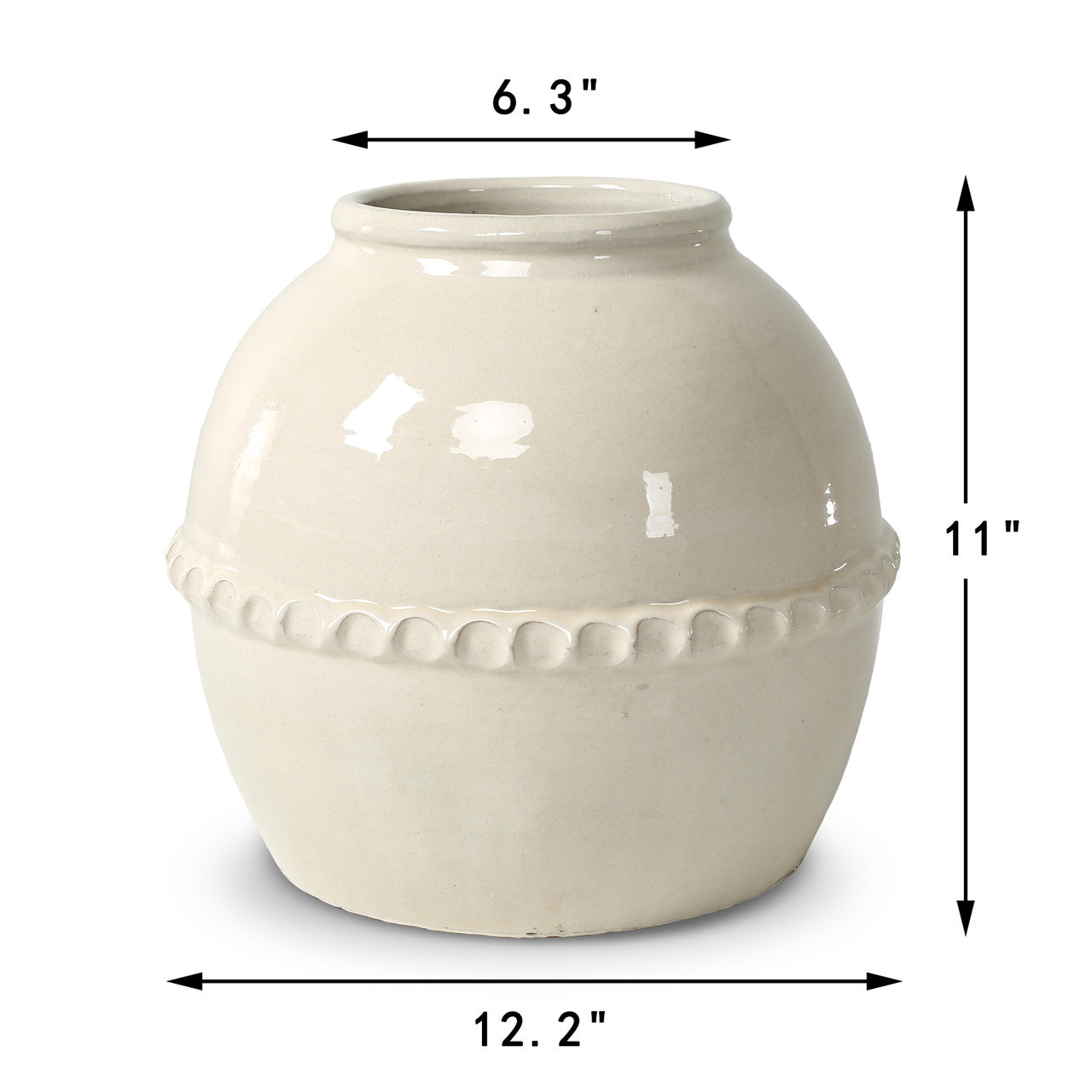Ceramic Off White Decorative Pot | By Luxe B Co.