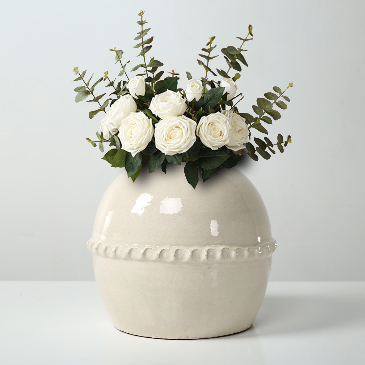 Ceramic Off White Decorative Pot | By Luxe B Co.