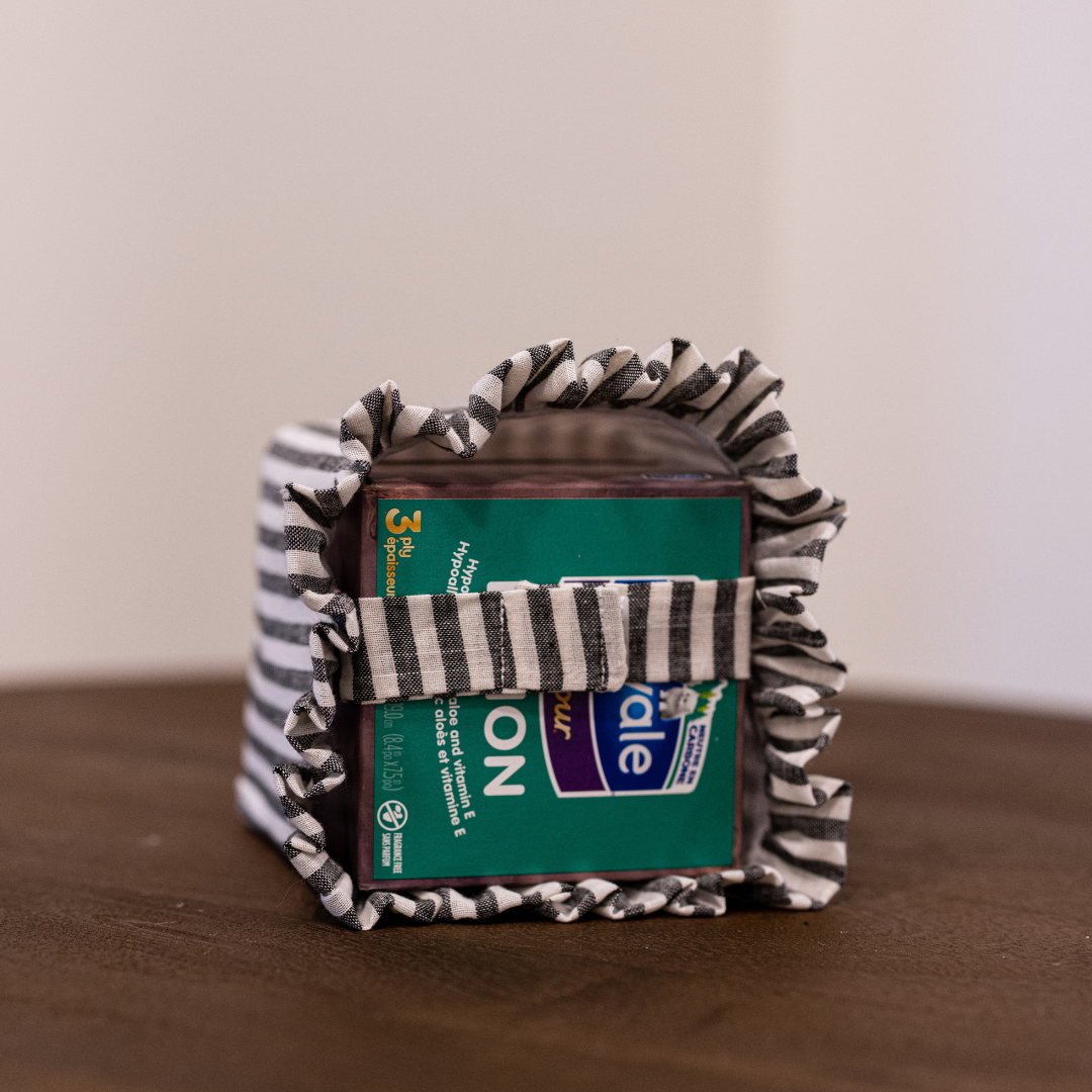 Charcoal Stripes Cotton Tissue Box Cover By Luxe B Co.
