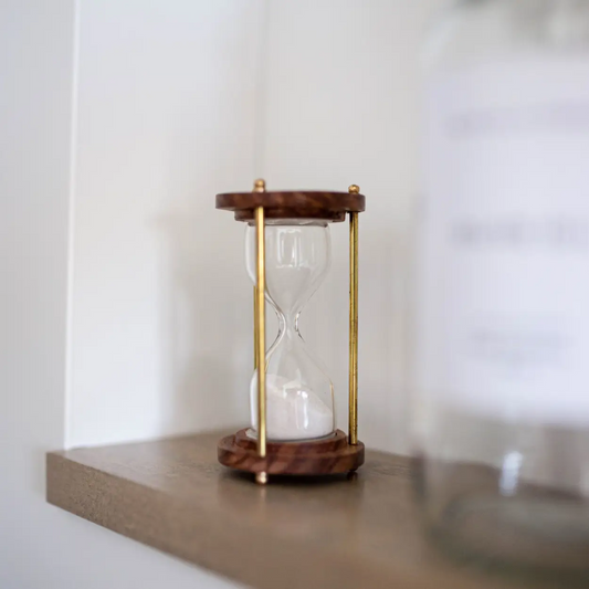 Brass & Solid Wood Antique Hourglass - Luxe B Co